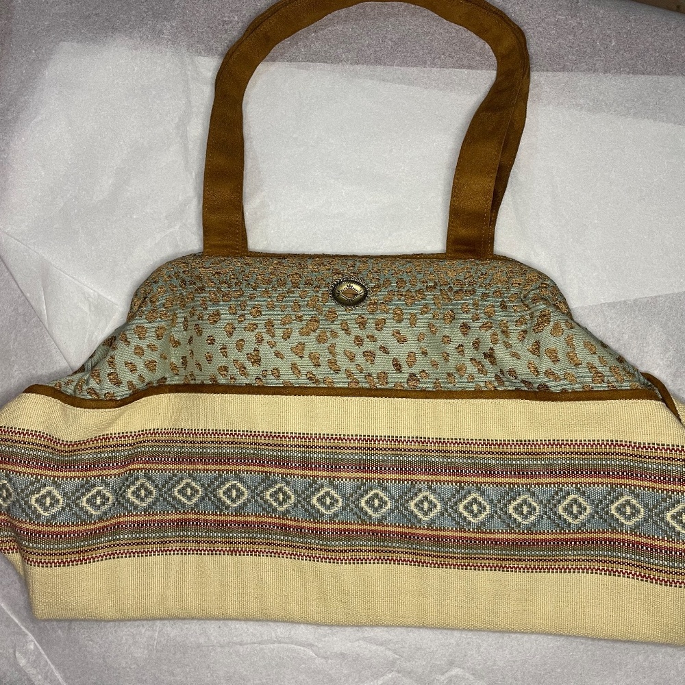 Atenti Aztec and Animal Print Overnight Satchel (knitting/Crochet bag) Like New